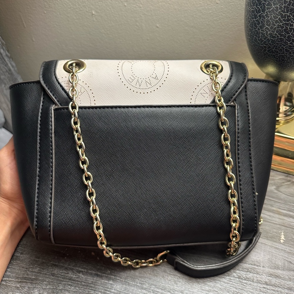 Anne Klein Black and Cream Shoulder Bag with Gold Hardware - Picture 10 of 15